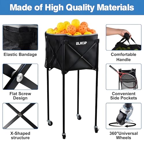 Portable Pickleball & Tennis Ball Hopper - Pickleball Collector Retriever Basket Carrier Gatherer Picker Container for Picking and Storage Training Tool for Ball
