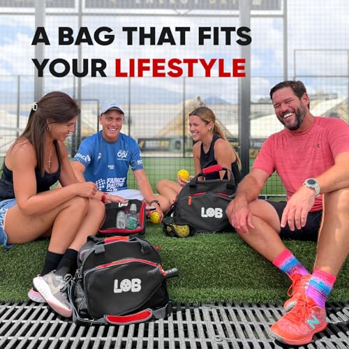 LOB Pickleball Bags for women men Tote Carry Bag with Bottle Holders, Fits 2 Paddles, 2pc Accessories (Pouch, Mesh Ball Bag), Durable Lightweight
