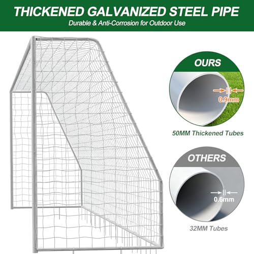 NAIZEA Soccer Goals - 24x8/21x7/18x7/12x6/16x7/10x6/8x6/6x4FT Soccer Goals for Backyard Training- Portable Metal Soccer Net for Youth & Adults - Heavy Duty Steel for Indoor Outdoor Games & Practice - size: 24ft x 8ft, style: Trainer-White/Steel