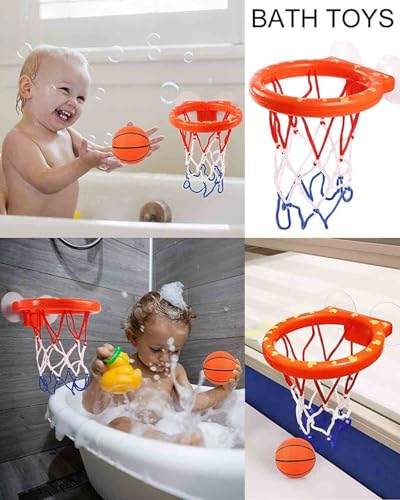 Cyfie Bath Toys for Toddlers - Bathtub Basketball Hoop Set with 4 Balls for Kids Ages 3-8 - Suction Cup Shower Toy for Boys and Girls - color: Bath Basketball Hoop
