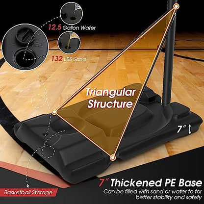 GYMAX Basketball Hoop, 5.9-10 FT Adjustable Basketball Goal with Shatterproof Backboard & 2 Nets, Portable Basketball Hoop for Indoor/Outdoor Kids Teens Adults