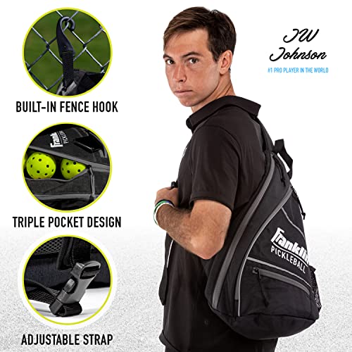 Franklin Sports Pickleball Bags - Sling Bag Backpack for Gear + Equipment - Men + Women - Holds Paddles, Balls + Accessories - color: Charcoal