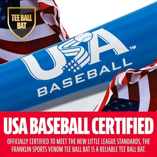 Franklin Sports Kids Teeball Bat - Venom + Barracuda Aluminum + Composite - USA Baseball Certified for Boys + Girls - Youth Metal Bat - Drop -10 to -13