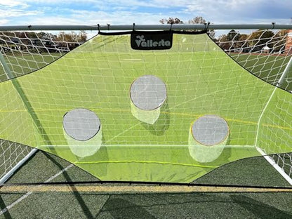 Match 12x6 Ft Steel Soccer Goal + Skill-Shot Professional Soccer Shooting Practice Target Net & Rebounder. - color: Black/Orange