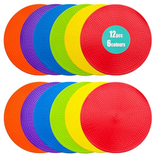 Spot Markers 4.72/9 Inch 12/24/36 Pcs Anti-Slip Agility Floor Markers,Colorful Flat Field Gym Classroom Floor Spots Set for Indoor Outdoor Soccer Basketball Sports Speed Training and Drills - style: 9inch 12pcs