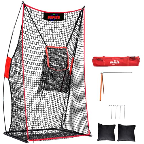 Kapler Football Kicking Net for Field Goals - 4x7FT Portable Football Net for Throwing with Target Zone Attachment and Holder Tee - Sideline Practice for Backyard Skill Improvement