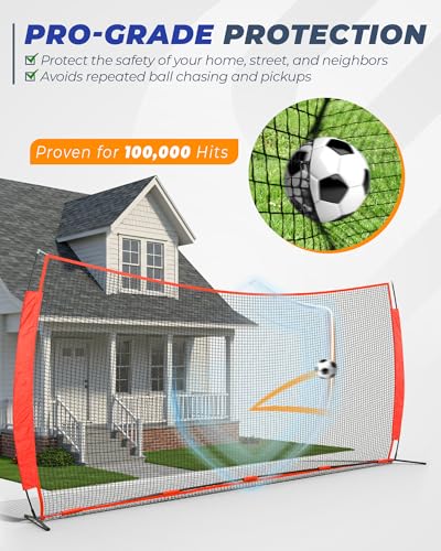20x10ft Barricade Backstop Net, Ball Sports Barrier Netting, Protection Screen for Baseball Softball Lacrosse Soccer Hockey Training for Backyard with Carry Bag