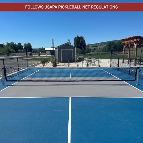 Dominator Surface Mount Pickleball System - Includes Two Heavy Duty Pickleball Posts with Net and Concrete Bolts - Aluminum, Rust Free, and Follows USAPA Standards