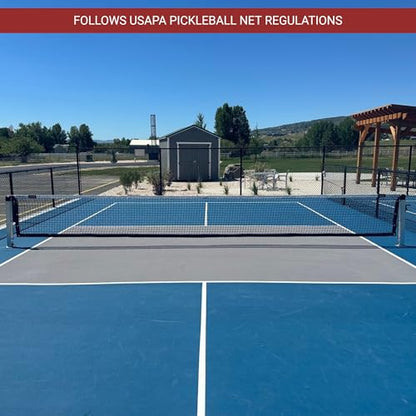 Dominator Surface Mount Pickleball System - Includes Two Heavy Duty Pickleball Posts with Net and Concrete Bolts - Aluminum, Rust Free, and Follows USAPA Standards