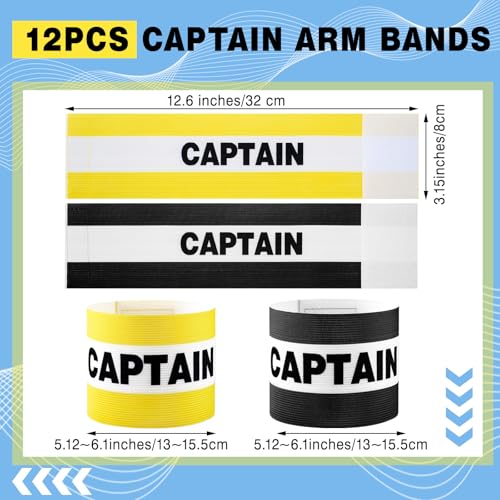 VioraWhite 12pcs Captain Arm Bands for Soccer Captain Armband Adjustable Unisex Elastic for Team Training - color: Yellow，black