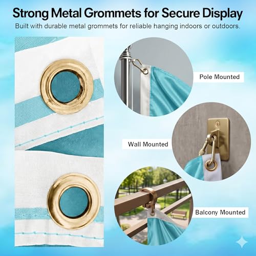 DMSE Solid Light Blue Flag, 2x3 Flag, UV Resistant, Fade Resistant Material with Metal Grommets (2ft x 3ft), (Polyester), (Light Blue) - color: Light Blue, size: Polyester (2 x 3 ft)