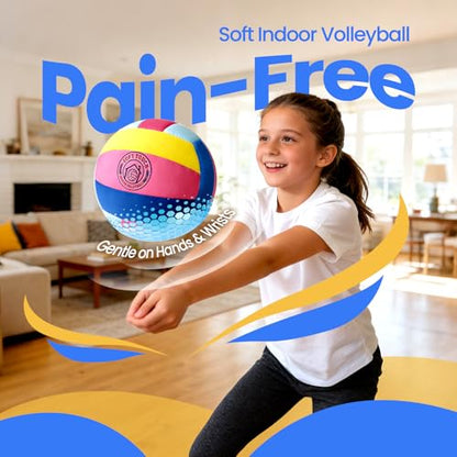 UBeesize Soft Indoor Volleyball with Pump, Silent Volleyball for Indoor Practice & Training, Lightweight Softy Volleyball for Home Use (Deflated)