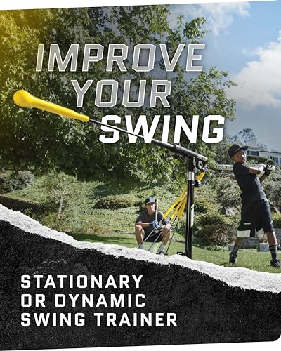 SKLZ Hurricane Baseball and Softball Swing Trainer, Adjustable Power Band System with Anti-Dent Ball Head, Height 23 to 38 Inches, Solo Hitting Practice for Youth Ages 14 and Under