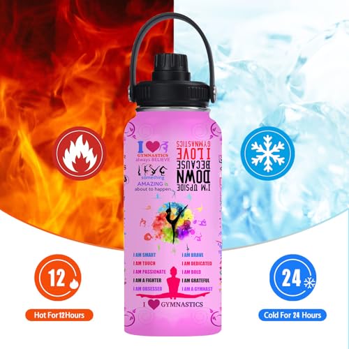 Gymnastics Water Bottle 32oz Gymnastics Stainless Steel Tumbler Gymnastics Insulated Bottles For Men Women Gymnastics Gifts For Gymnastics Lover Player Fan Coach - color: Gymnastics