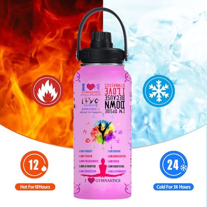 Gymnastics Water Bottle 32oz Gymnastics Stainless Steel Tumbler Gymnastics Insulated Bottles For Men Women Gymnastics Gifts For Gymnastics Lover Player Fan Coach - color: Gymnastics