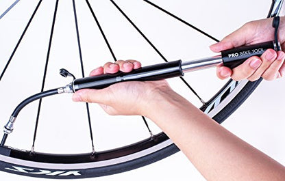 Pro Bike Tool Mini Bike Pump - Compact and Portable Bicycle Tire Pump for Fast Inflation - Compatible with Presta and Schrader Valves - Lightweight and Durable Design - Essential Bicycle Accessories - color: Black, style: Mini pump