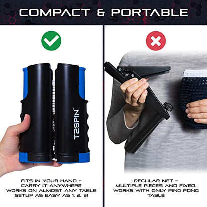 Premium Retractable Ping Pong Net for Any Table - Portable Table Tennis Net -Ping Pong Net with Clamps -Table Tennis Accessories - Comes with Large Storage Bag