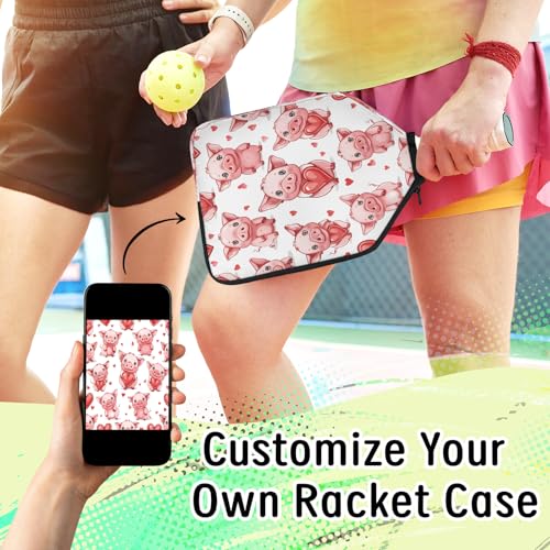 Pickleball Paddle Cover with Pockets and Handle Strap, Racket Sleeve and Ball Holder Organizer, 1 Pcs - color: black