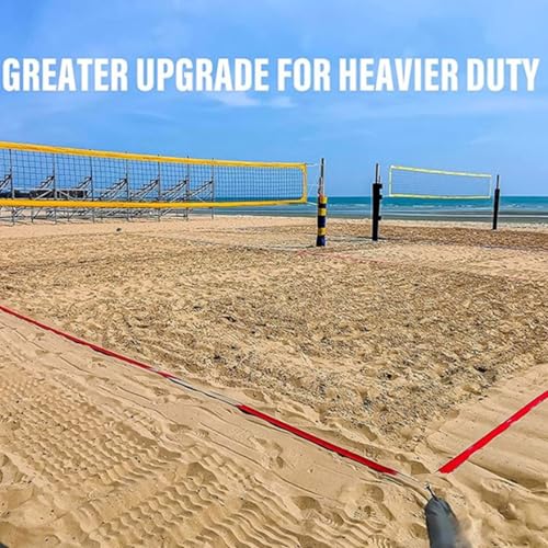 COOLHOOD Beach Volleyball Courts Boundaries Line Kits Beach Volleyball Line with Ground Nails Courts Webbing Marker with Ground Nails - color: Red and blue