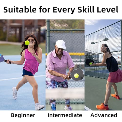 6 Pack Pickleball Balls for Outdoor & Indoor, 40-Holes Practice & Game Pickle Balls with Mesh Bag, High Visibility - color: Yellow - 6 Pack