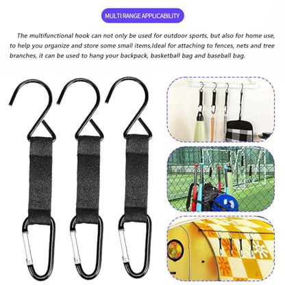 Fence Hooks for Bat Bags and Water Bottle,Hanging Buckles Metal Hooks for Baseball,Tennis,Softball,Football Bag Outdoor Sports Equipment (2)