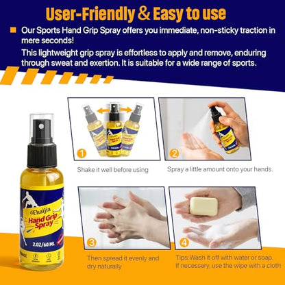 Sports Hand Grip Spray, 2 Oz Sweat Resistant Grip Spray, Enhance Control and Maximize Grip, Easy to Use & Quick-Drying, Fit for Pole Dancing, Tennis, Baseball, Football, Basketball, Golf, etc