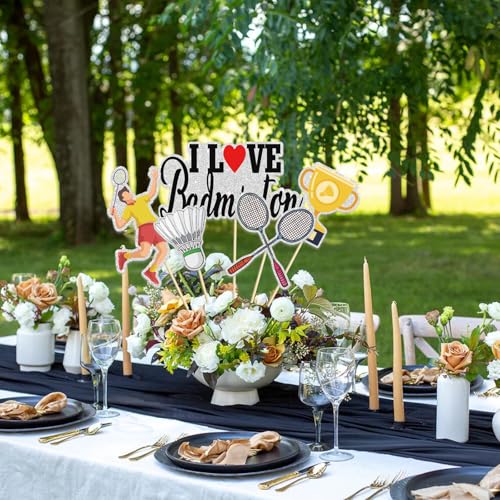 Badminton Table Centerpiece Stick, Badminton Themed Birthday Party Decorations, Trophy-Racket-Medals Set of 15 - color: Ilb