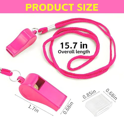 Pink Whistle, Plastic Whistle Emergency with Lanyard and Mouthpiece – Loud Crisp Sound for Coaches, Lifeguard, Teachers, Training, and Outdoor Safety (2 Pack)
