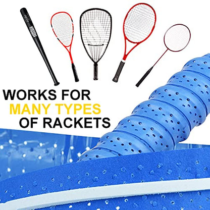 Tennis Grip Tacky Tennis Racket Grip Tape Absorbent Anti-Slip Tennis Overgrip for Tennis Badminton Pickleball Racquet Handle Grip with Damping Ridges Overgrips (Royal Blue)