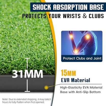 Dual-Turf Golf Mat 36mm: 5x4ft/5x5ft Extra Thick Golf Hitting Mats Practice Outdoor Indoor, High-Density Artificial Hitting Training Matt for Garage Chipping Driving Swing, Ideal Gifts for Men Dad - style: 5‘X5’ Thickened- 31mm