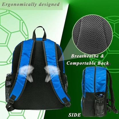 Soccer Ball Bag-Backpack for Basketball,Volleyball with Cleat Shoes and Ball Compartment for Sports Team,Trainning - color: Blue
