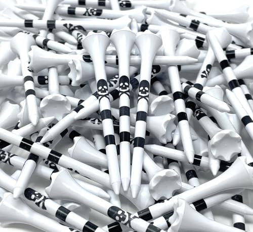 NorthPointe 2 3/4” USA Stars and Stripes America Flag Golf Tees Plastic - 100 Tees in Bulk – Patriotic - color: Skull & Crossbones