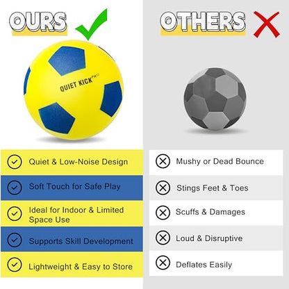 Silent Foam Soccer Ball PRO 2026 Weighted Indoor Training Ball Multi-Sport Dribbling Practice Soft No-Noise Design for Home Play, Durable Foam Construction Size 3/5/7