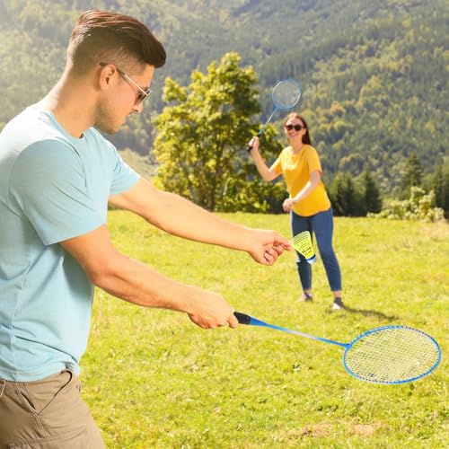 Woanger 8 Pack Badminton Rackets Set Including Badminton Racquets, Nylon Shuttlecocks and Carry Bag for Outdoor Backyard Games Beginners - color: Blue & Purple