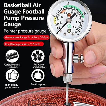 RiToEasysports Ball Pressure Gauge, Portable Pump Pressure Gauge for for Netball Football Soccer Basketball Volleyball Ball Pressure Gauge Ball Pressure Gauge