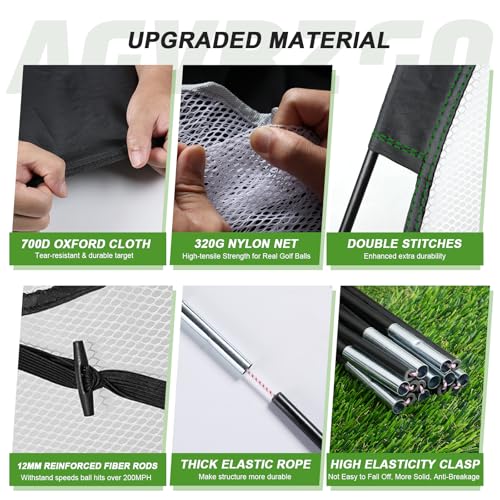 10x7FT Golf Net with Tri-Turf Mat, Indoor Outdoor Golf Hitting Net for Backyard Driving Chipping Training Swing, Ideal Golf Gifts for Men, Dad, Golfer