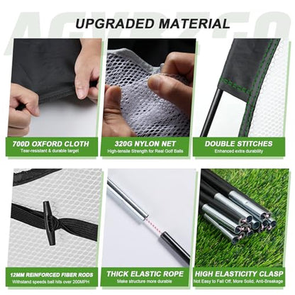 10x7FT Golf Net with Tri-Turf Mat, Indoor Outdoor Golf Hitting Net for Backyard Driving Chipping Training Swing, Ideal Golf Gifts for Men, Dad, Golfer