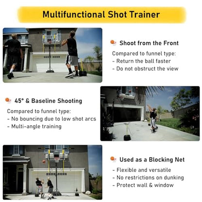 Basketball Return Attachment for Hoop with Net, Rotatable Automatic Shooting Basketball Rebounder Device for Basketball Goal, Gym School for Shot Training Efficiency