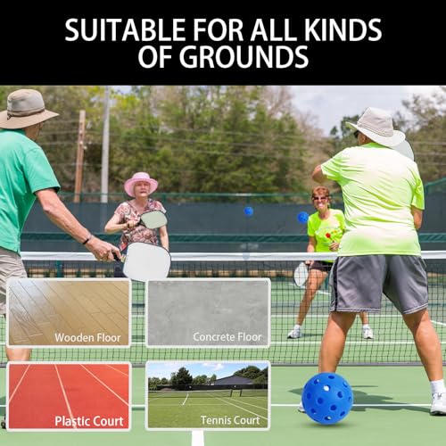Outdoor Pickleball - 40 Holes, USAPA Standard, Blue Balls - 4/6/12 Pack Sets - High Bounce, Durable - Blue (4 Pack, Dark-Blue)