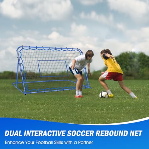 Soccer Baseball Rebounder Net, Soccer Goal Net, Volleyball Softball Rebound Pitchback Net Quick-Switch Angle Training for Control, Passing Practice, Bounce Back Rebounder Goals Gifts Trainer Equipment - size: 6FTx4FT