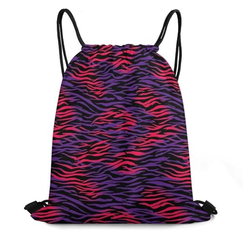 Sports Drawstring Sackpack Lightweight Backpack Waterproof for Training Gym Yoga Beach Men Women String Bag, Tiger Print Clipart Wall Bags - color: Picture (380)