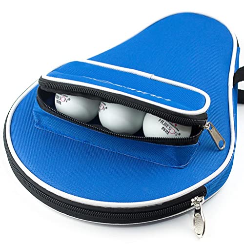 Table Tennis Racket Case Cover Paddle Carry Bag with Ball Storage Pocket Paddle Bat Cover Carry Bag - color: blue