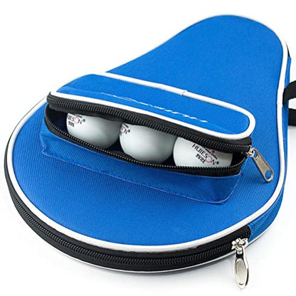 yuandan Ping Pong Paddle Carry Bag with Ball Storage Pocket Table Tennis Racket Case Cover Waterproof Inner Blue