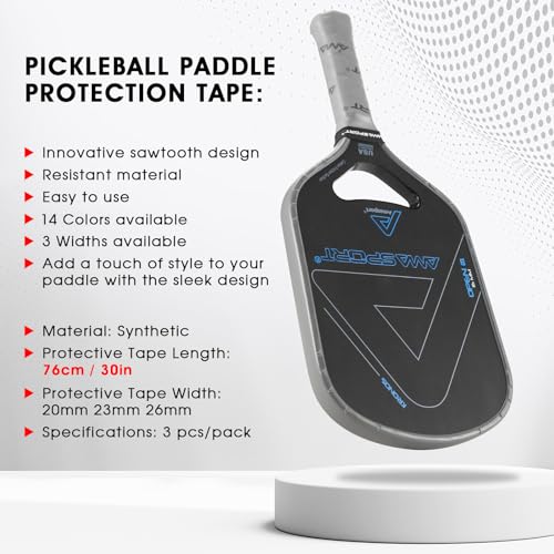 PICKLETECH Pickleball Paddle Protection Tape - Paddle Head Edge Guard - Racket Edge Protection Tape -Fit Perfectly Curved Edge -No Wrinkling - color: Moon Gray, size: Width 20mm