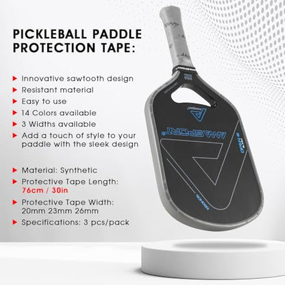 PICKLETECH Pickleball Paddle Protection Tape - Paddle Head Edge Guard - Racket Edge Protection Tape -Fit Perfectly Curved Edge -No Wrinkling - color: Moon Gray, size: Width 20mm