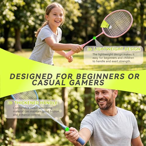 Badminton Set for Family & Beginners, Includes 2/4 Rackets 3/6 Shuttlecocks 1 Carrying Bag, Outdoor Yard Garden Park Practice Sports Game for Kids Adults