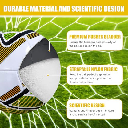 Soccer Ball Size 5, Indoor Outdoor Football for School Training Practice or Boys Gift, Anti-Explosion Design Soccer Ball