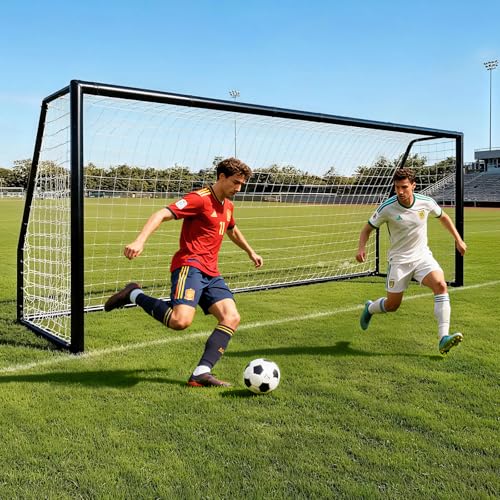 MOPHOTO Soccer Goal, 6X4/8x6/10x6.5/12x6/16x7/18.5x6.5/21x7/24x8ft Soccer Goals for Backyard, Full Size Soccer Goal for Teens & Adults Training - size: 21x7FT, style: Alloy Steel-Black