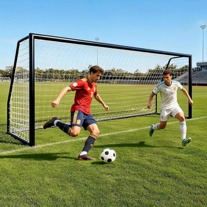 MOPHOTO Soccer Goal, 6X4/8x6/10x6.5/12x6/16x7/18.5x6.5/21x7/24x8ft Soccer Goals for Backyard, Full Size Soccer Goal for Teens & Adults Training - size: 21x7FT, style: Alloy Steel-Black