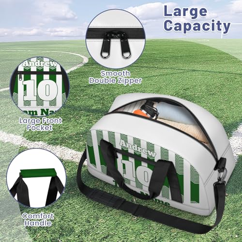 Basketball Soccer Gifts for Boys Girls - Custom Sports Duffle Bag, Personalized Name & Team Bag, Water-Resistant Gym Bag for Basketball, Soccer, Volleyball | Y-Green White - color: Y-Green White